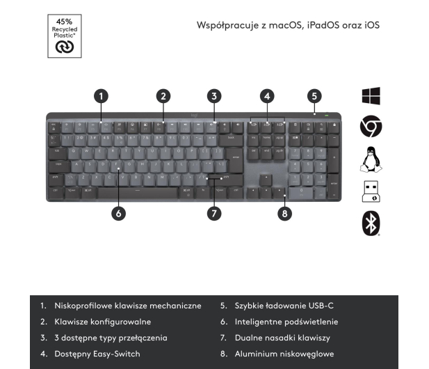 LOGITECH MX MECHANICAL KEYBOARD US INTL - 1044978 - zdjęcie 9